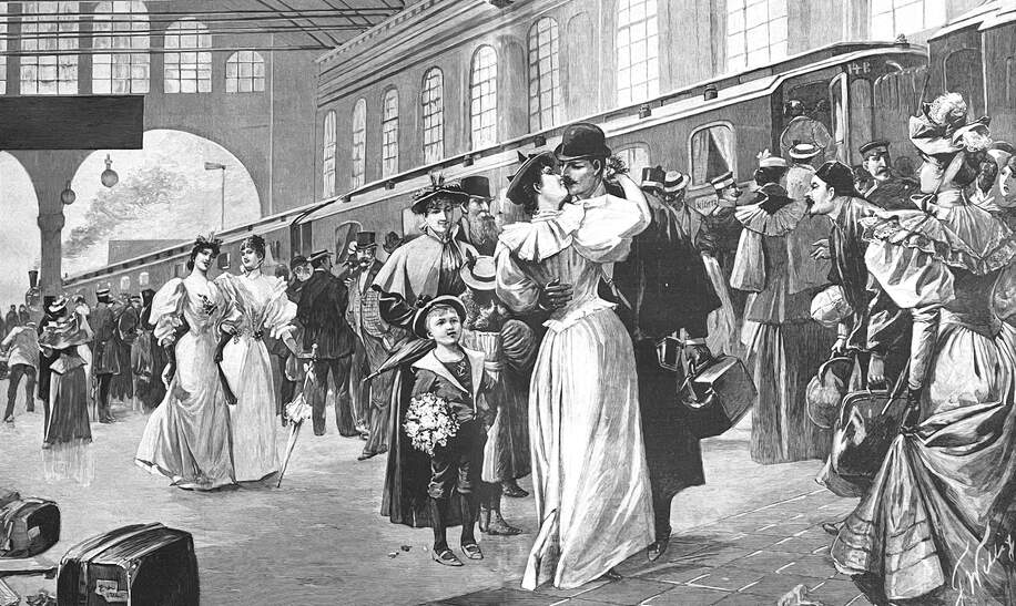 Illustration der Abfahrt des Orient-Express aus dem 19. Jahrhundert | © Gettyimages.com/clu