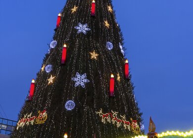Weihnachtsbaum in Dortmund in Deutschland am Abend | © Gettyimages.com/prosiaczeq
