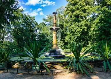 Blick auf den Brunnen der Pfaueninsel in Berlin im Sommer | © Gettyimages.com/Andreas Voelkel