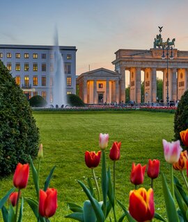 Berlin Staedtereise im Fruehling. Blick auf das Brandenburger Tor bei Sonnenuntergang | © Gettyimages.com/PeterJesche