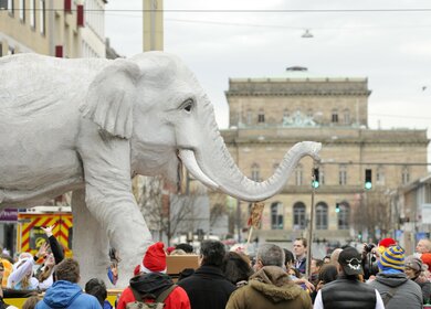 Ein Elefantenwagen im Umzug | © Daniel Möller