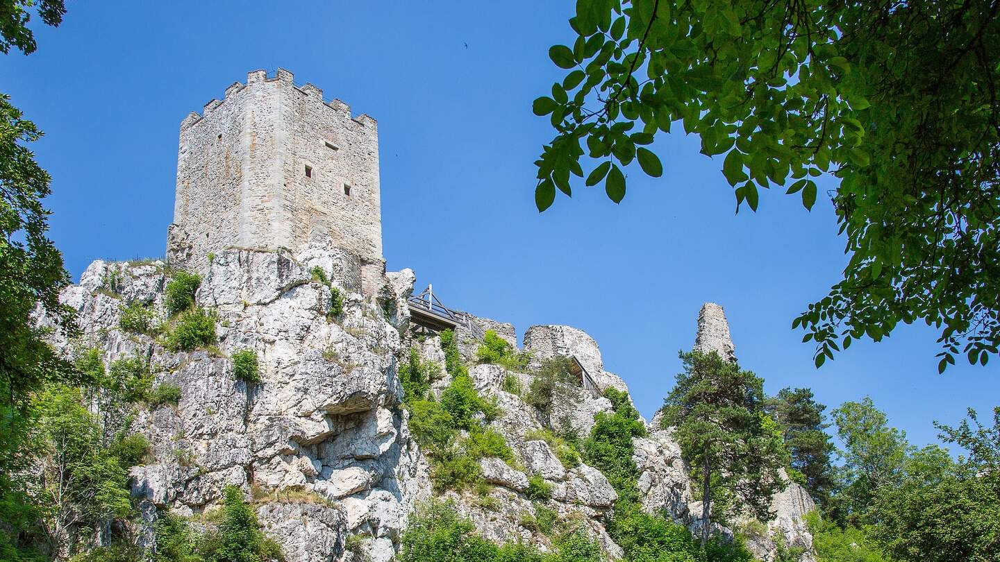 Die Ruinen einer Burg auf einem Felsen | © Pixabay.com/maxmann