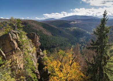 Blick von der Rabenklippe auf die umliegen Waelder im fruehen Herbst | © Gettyimages.com/ae-photos