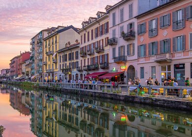 Besuchtes Viertel Naviglio Grande bei Sonnenuntergang | © Gettyimages.com/f11photo