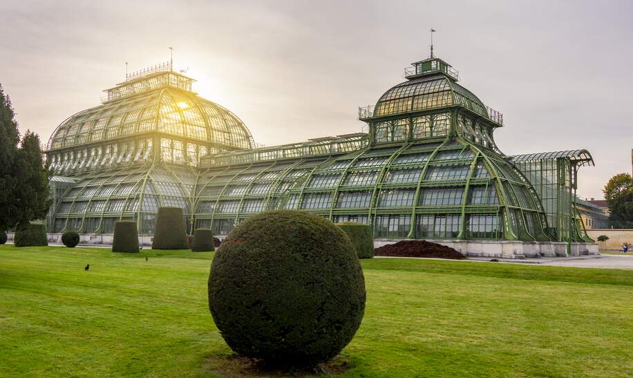 Glaeesernes Palmenhaus in Wien im Schoenbrunner Park | © Gettyimages.com/Vladislav Zolotov