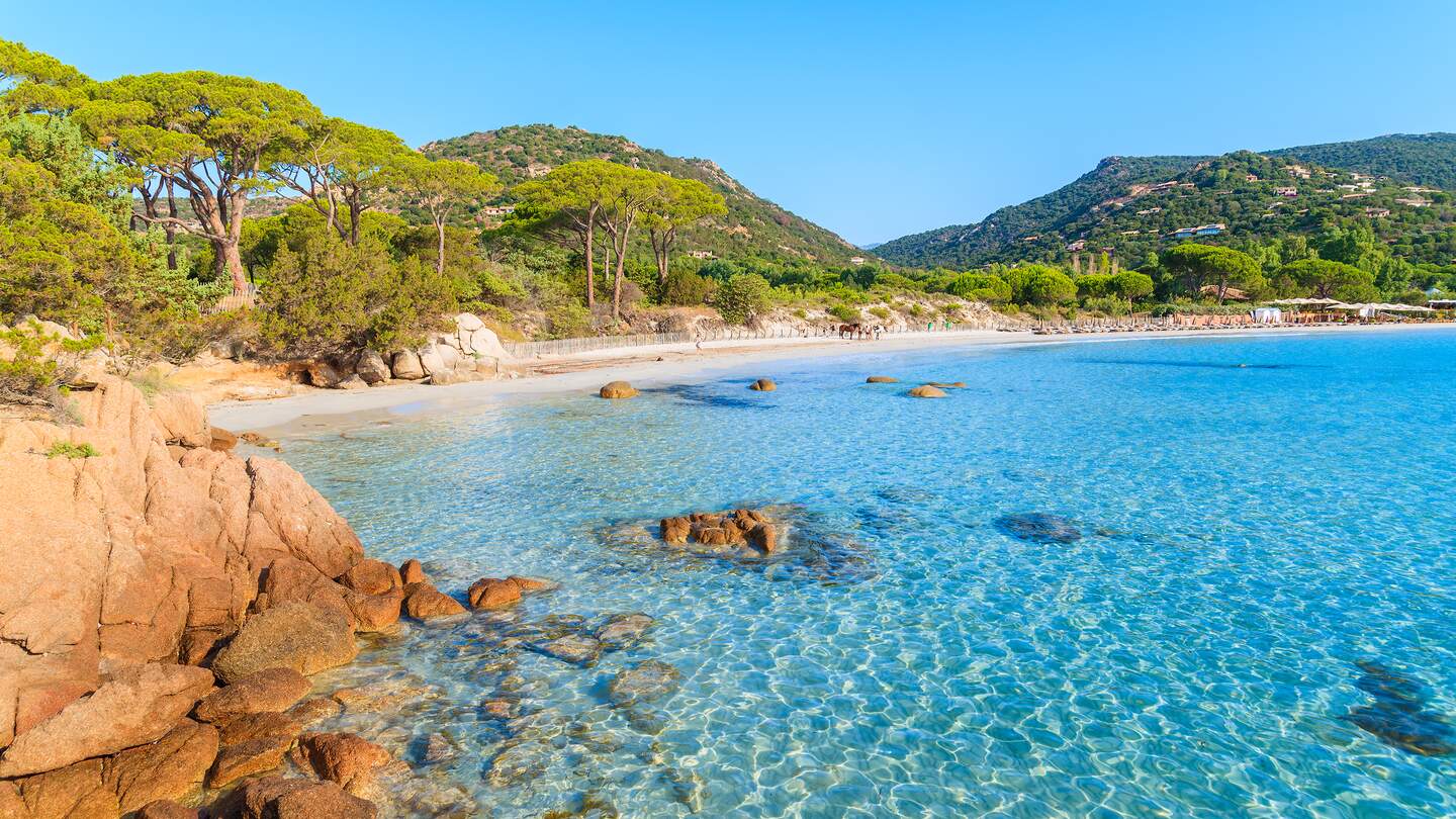Azure kristallklares Meerwasser von Palombaggia Strand auf der Insel Korsika, Frankreich  | © Gettyimages.com/pkazmierczak