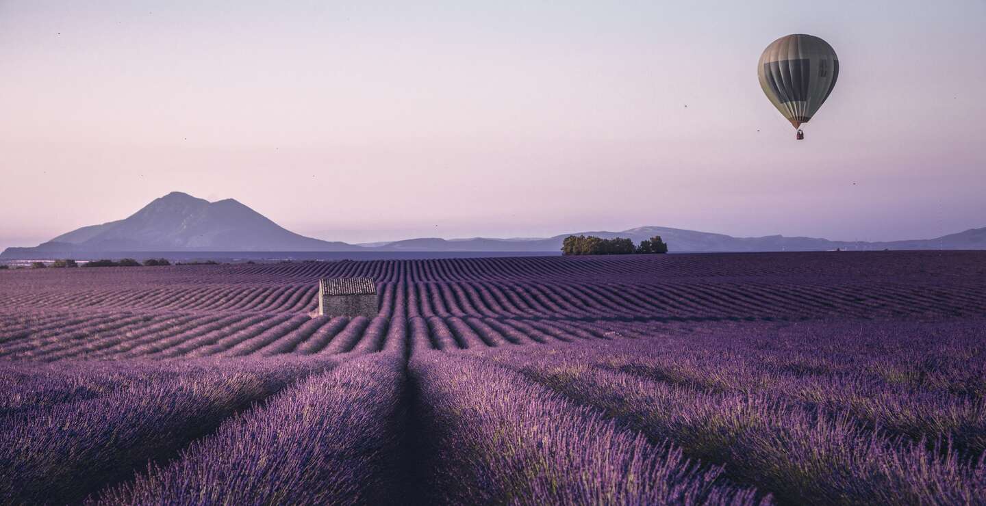Endloses Lavendelfeld in der Provence, Frankreich mit Ballon | © Gettyimages.com/serts
