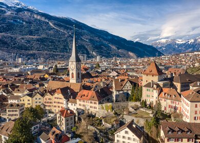 Luftaufnahme von Churs Altstadt | © Gettyimages.com/canetti