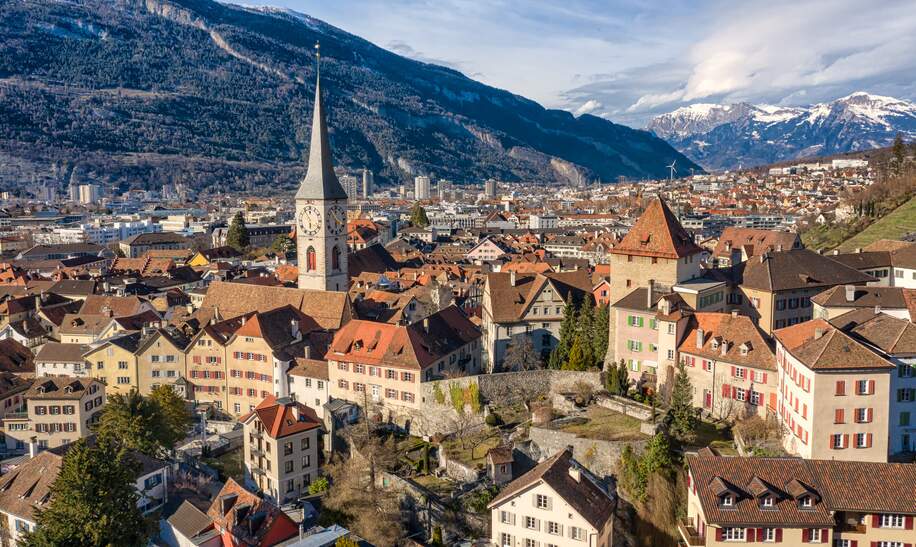 Luftaufnahme von Churs Altstadt | © Gettyimages.com/canetti