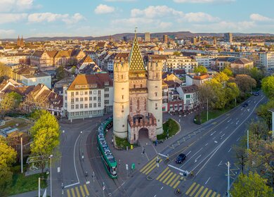 Luftaufnahme des Spalentor in Basel | © Basel Tourismus