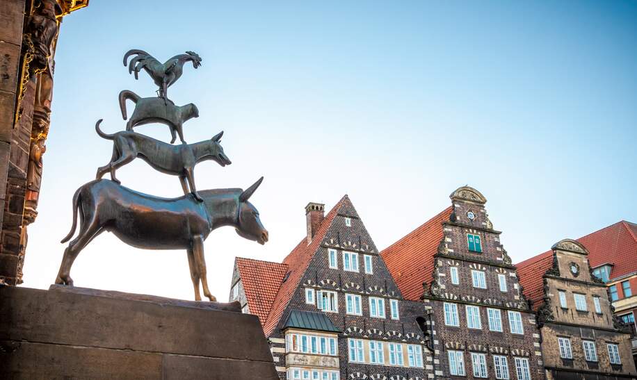 die Statue der Bremer Musiker | © WFB / Carina Tank