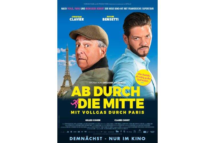 Zwei Männer stehen im Vordergrund und haben einen verwirrten und bösen Gesichtsausdruck. Im Hintergrund ist blauer Himmel und man kann den Eiffelturm sehen. | © Happy Entertainment