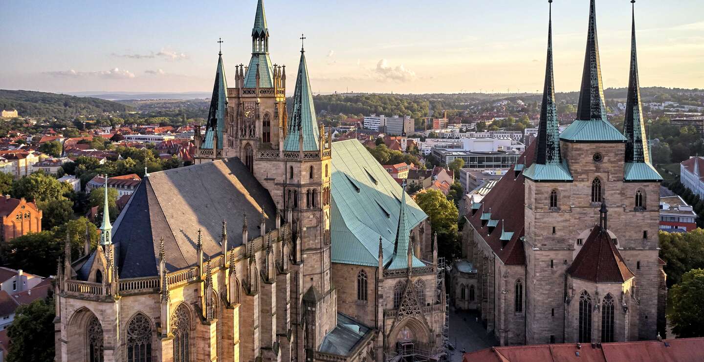 Erfurter Dom Severikirche Suedansicht Vogelperspektive | © Florian Trykowski, Thüringer Tourismus GmbH 