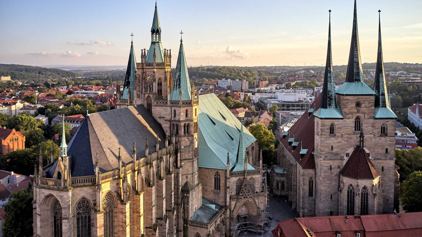 Erfurter Dom Severikirche Suedansicht Vogelperspektive | © Florian Trykowski, Thüringer Tourismus GmbH 