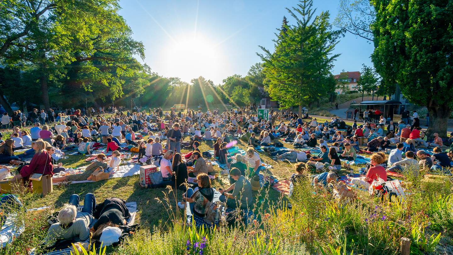 Konzert unter freiem Himmel mit vielen Leuten auf der Wiese in Weimar | © Andre Mey, weimar GmbH