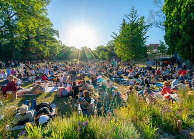 Konzert unter freiem Himmel mit vielen Leuten auf der Wiese in Weimar | © Andre Mey, weimar GmbH
