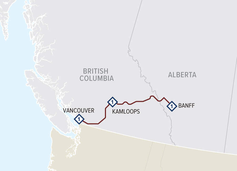 Rocky Mountaineer Route Vancouver Banff | © Rocky Mountaineer 