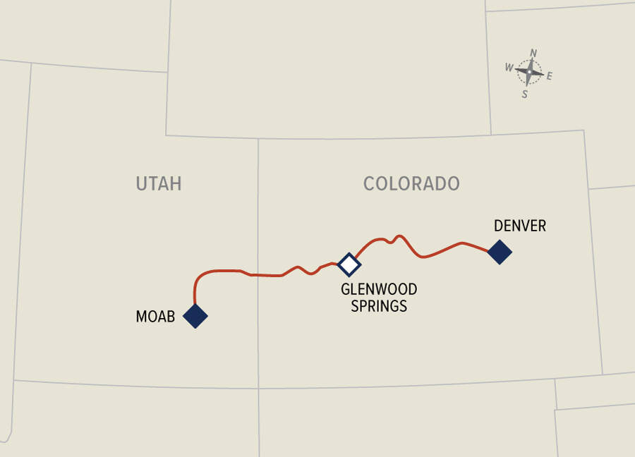 Rocky Mountaineer Route Moab-Denver | © Rocky Mountaineer 