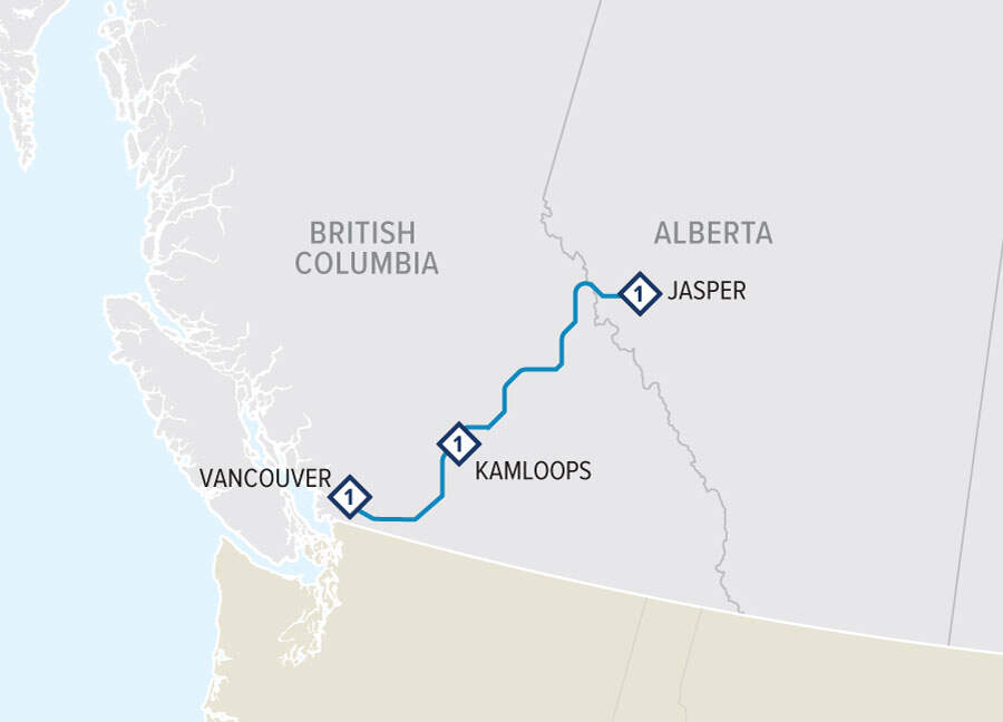Rocky Mountaineer Route Vancouver-Jasper | © Rocky Mountaineer