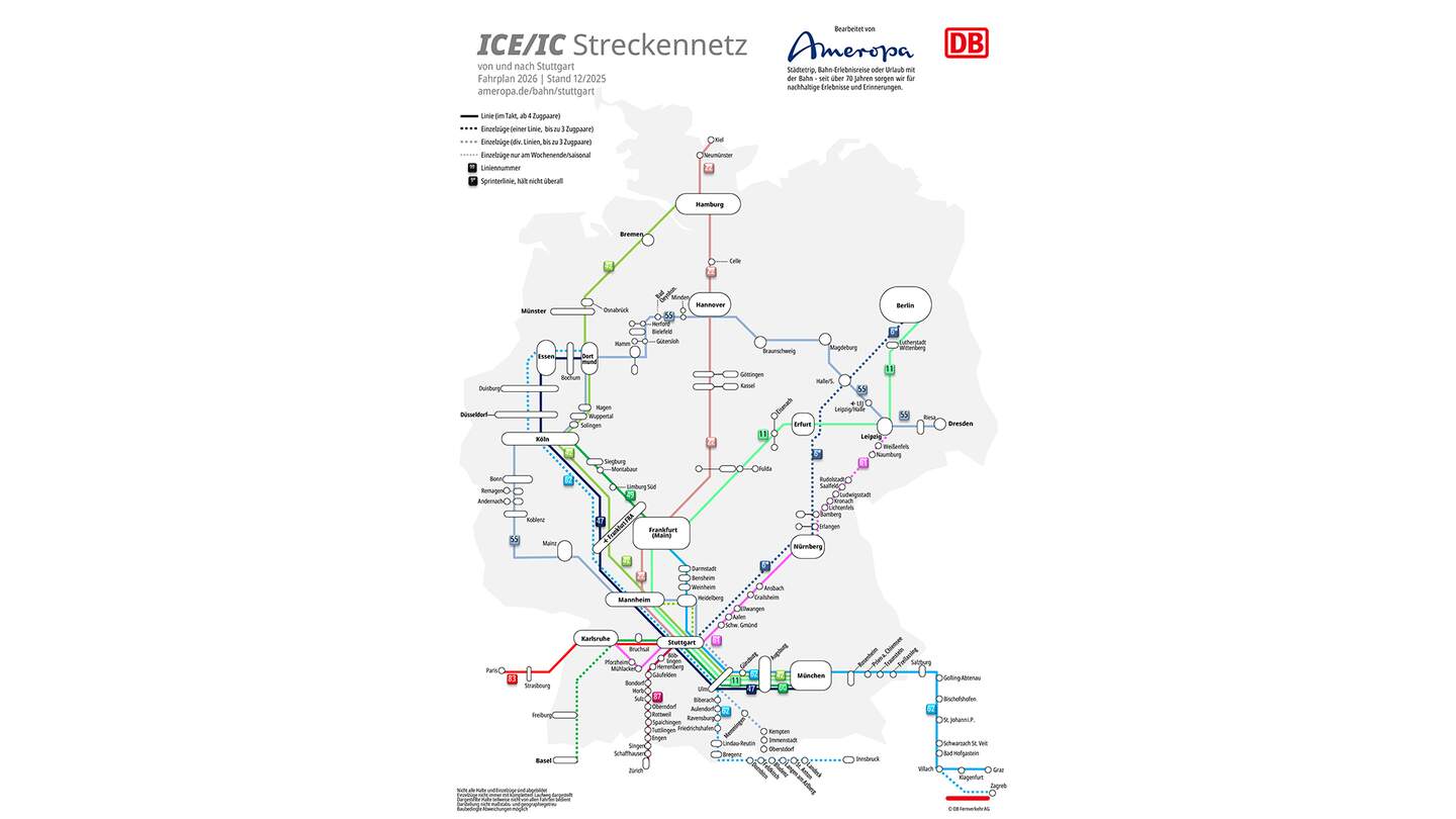 Direktverbindung mit Bahn ab Stuttgart | © DB/Ameropa