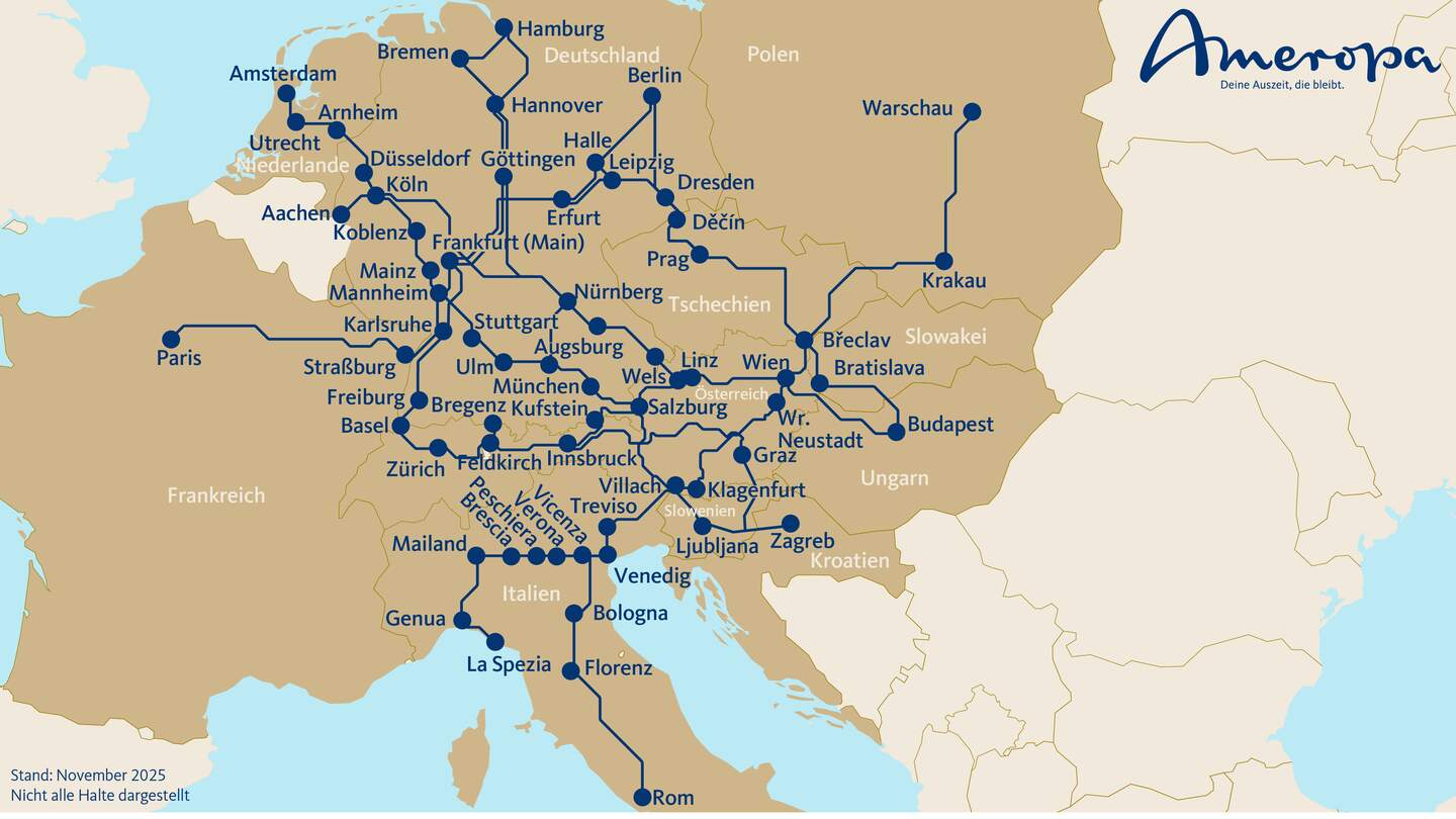 Karte Nightjet Euronight | © Ameropa-Reisen GmbH