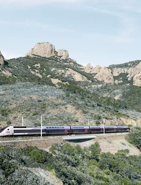 TGV INOUI der SNCF durchquert eine grüne Landschaft – nachhaltige Bahnreise durch Frankreich | © Alex Profit / Groupe SNCF