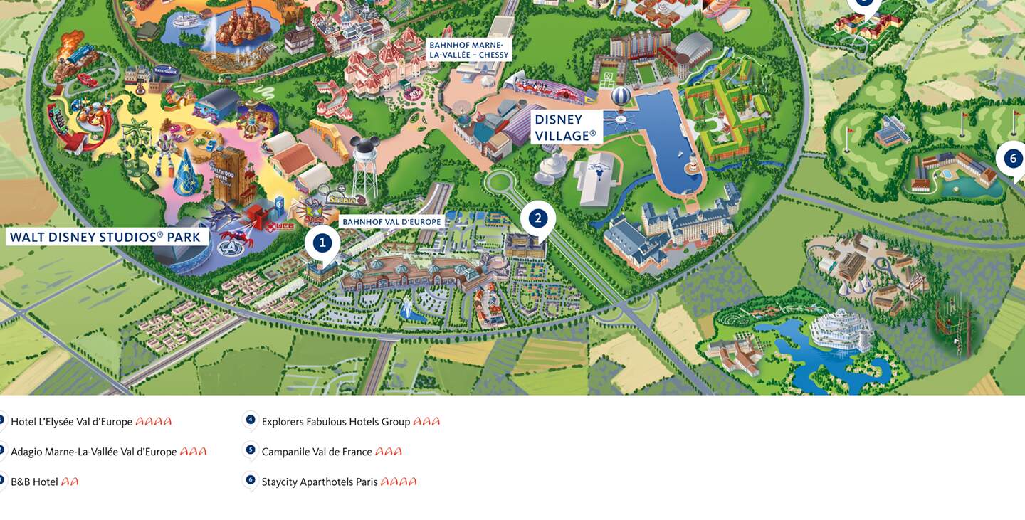 Plan von Disney und Partner Hotels | © Disney