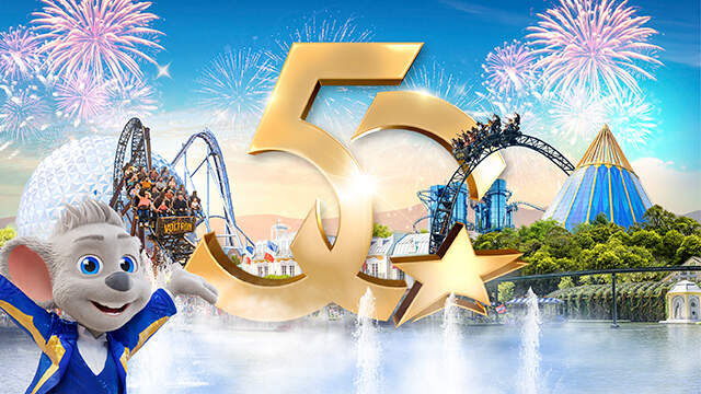 Festliches Motiv mit der Euro Maus 50 Jahre Europa-Park | © Europa-Park