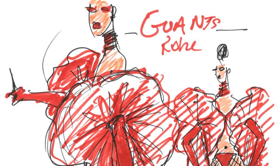 Zeichnung von Jean Paul Gaultier der Kostueme fuer die Grand Show Falling in Love | © Jean Paul Gaultier