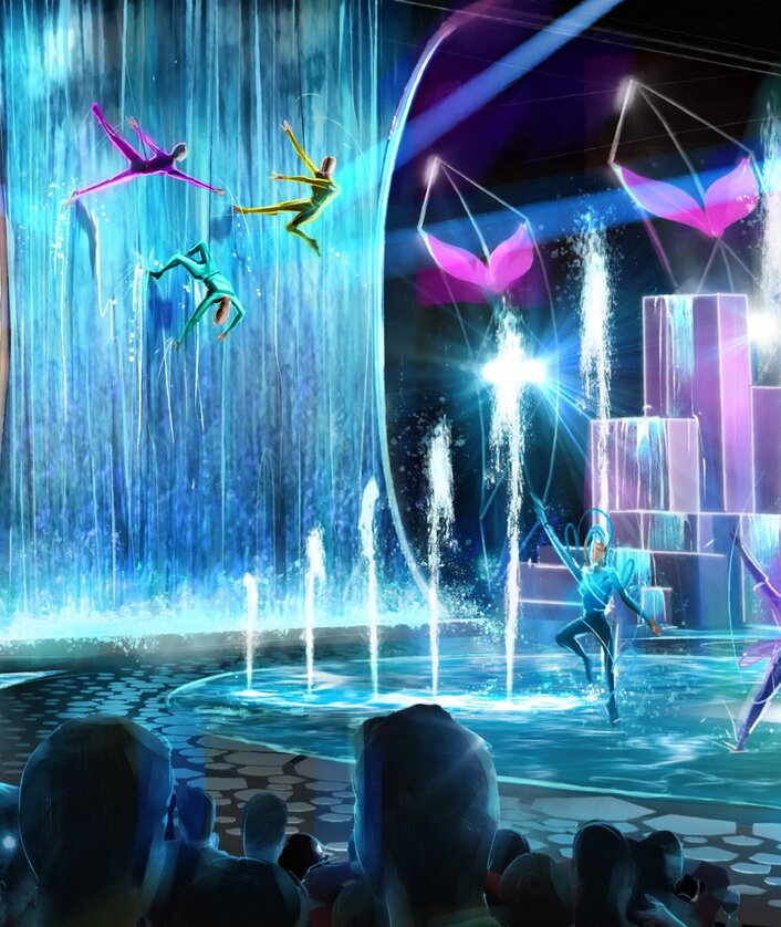 Buehnenbild der Grand Show Falling in Love im  Friedrichstadt Palast | © Hewlett Packard