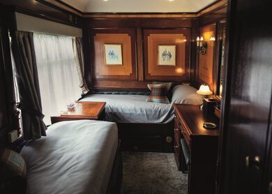 Inneneinrichtung des Twin-Abteils im Royal Scotsman