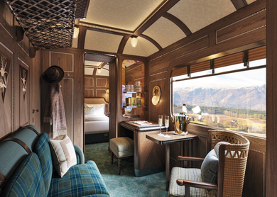 Inneneinrichtung der Grand Suite im Royal Scotsman
