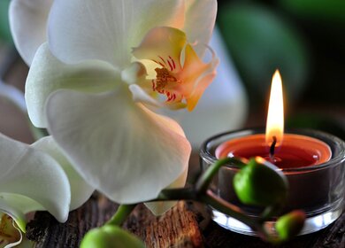 wellnessreisen - Ayurveda Orchidee mit Kerzenschein | © © Printemps/Fotolia.com