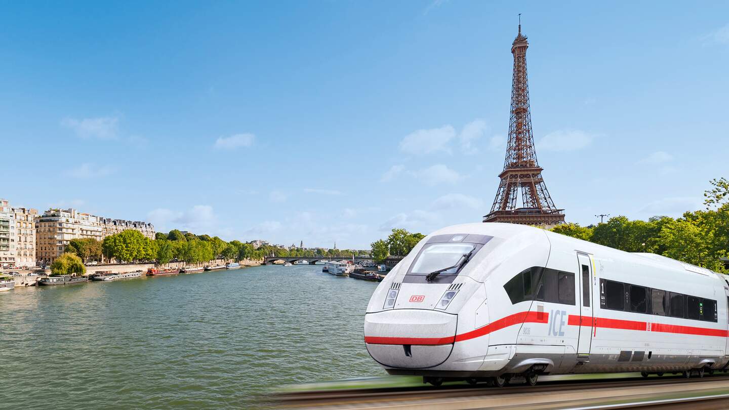 Paris mit Eiffelturm und ICE | © ICE © DB/Frank Barteld | Paris © Gettyimages.com/plej92